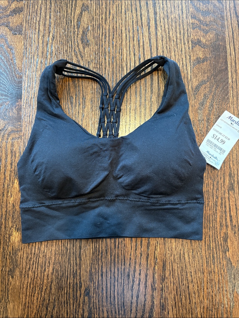 Marshalls Black Seamless Strappy-Back Sports Bra